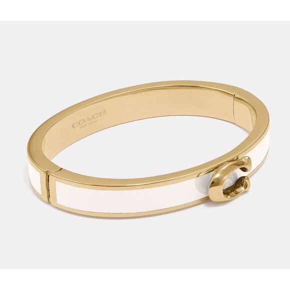 CLEARANCE Coach F67480 Signature Push Hinged Bangle Gold/Chalk NWT - Picture 9 of 9